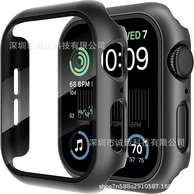 Anti-drop PC oil-sprayed tempered film integrated iWatch s8 protective case for Apple watch full figure