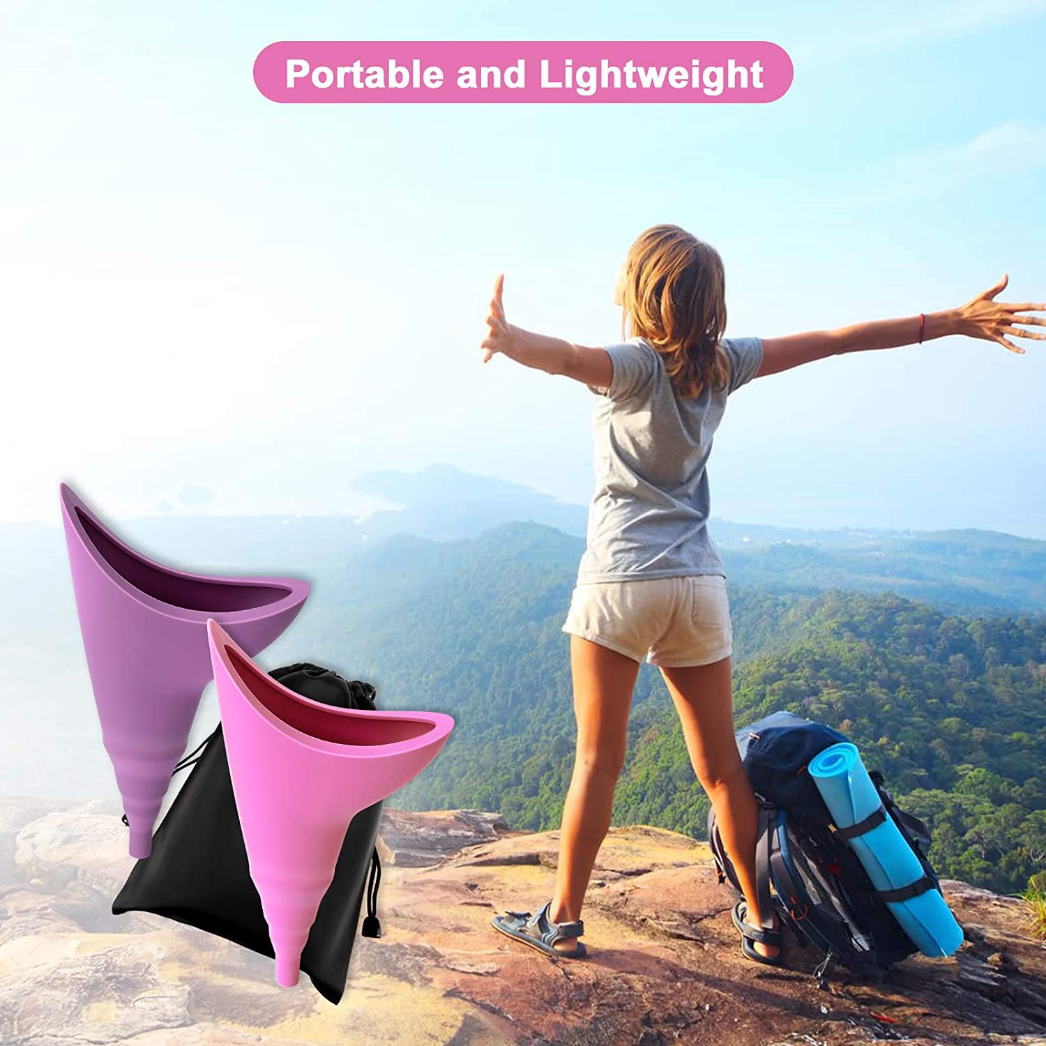 New portable silicone urinal for women's outdoor travel emergency urinal, foldable standing women's urinal Specification drawing