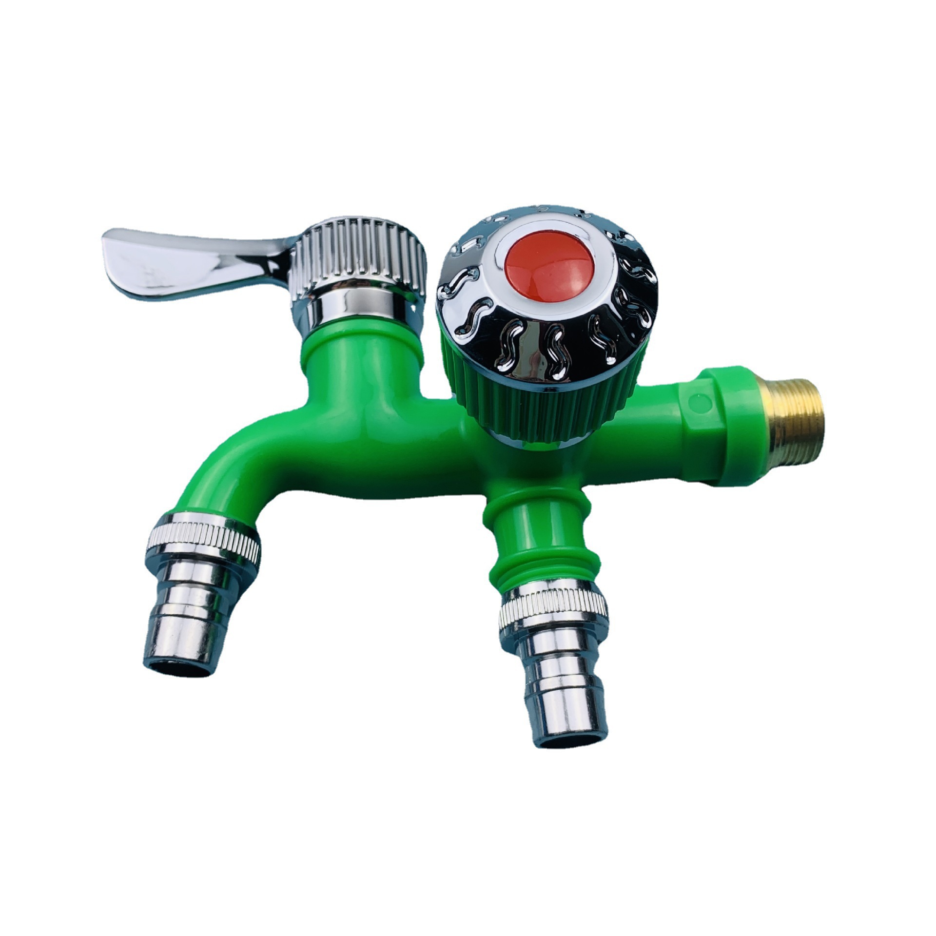 Double-head quick-opening multi-functional washing machine faucet, one-in, two-out, three-way mop sink, single-cooling washing machine faucet Item Picture