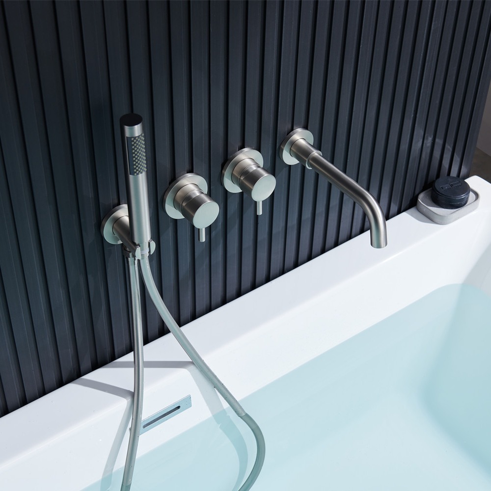 Amazon all-copper built-in bathtub faucet, hot and cold mixed water faucet, bathroom shower, hotel concealed installation details Picture