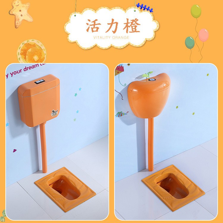 White and colored children's plastic water tank squat toilet for kindergartens, rectangular apple water tank 111 Specification drawing