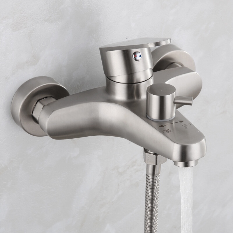 304 stainless steel cold and hot three-in-one faucet, cold and hot concealed three-in-one mixing valve, bathtub faucet, shower faucet details Picture