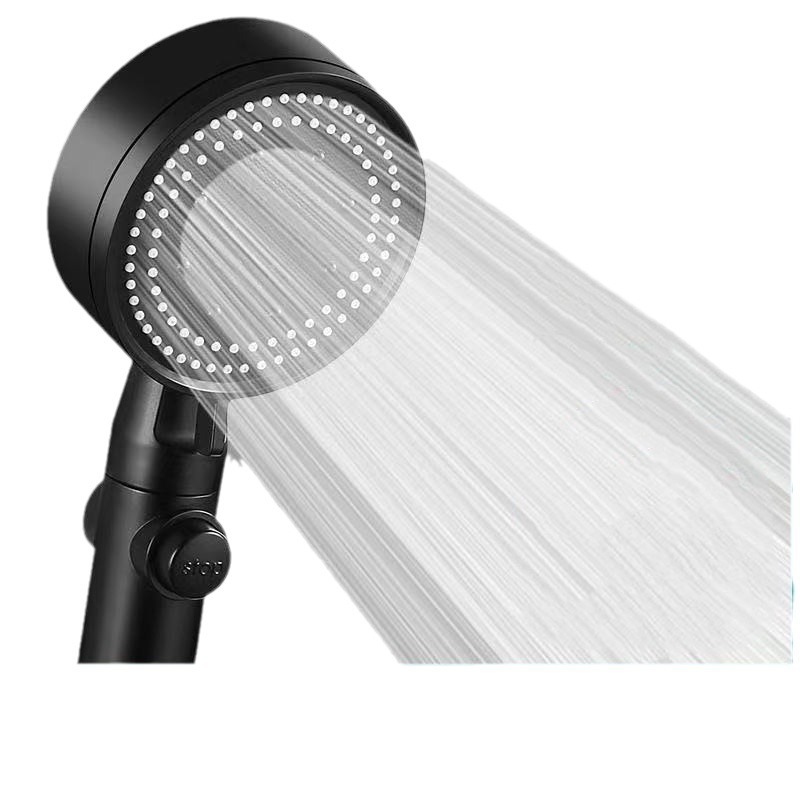 Black five-speed shower head, bathroom nozzle, pressurized water output, showerhead, hand-held showerhead, filtration, five-speed water output Item Picture