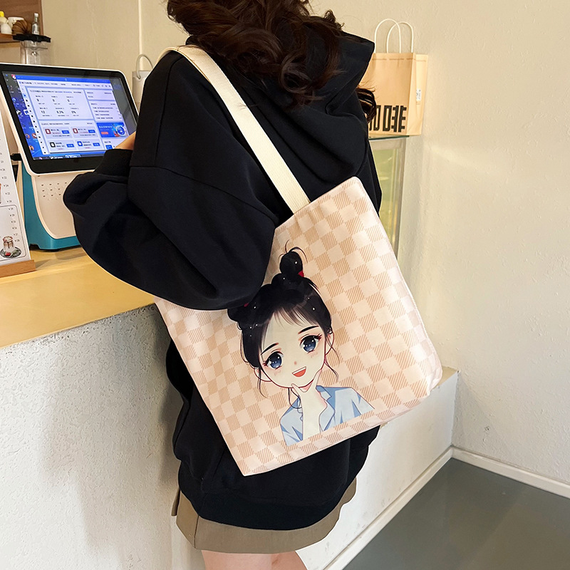Wholesale of 2023 new style canvas bags for women, hand-held shoulder bags, shopping bags, large-capacity student tutorial bags, and canvas bags Application Scenario