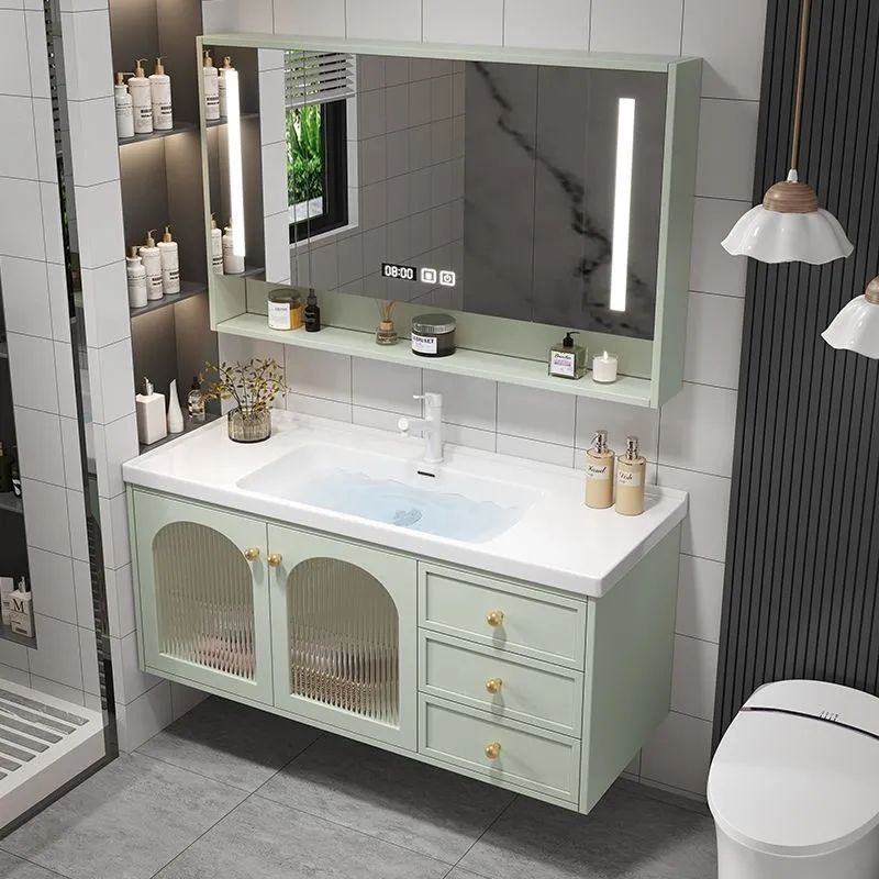 Simple French ceramic integrated bathroom cabinet, washbasin, bathroom washbasin set, washbasin combination, modern oak Specification drawing