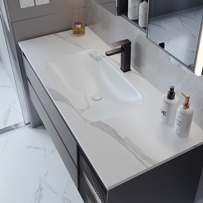Simple one-piece basin, bathroom cabinet, ceramic basin, washbasin, face wash, bathroom washbasin, combination rock plate, hot-bent, modern Application Scenario