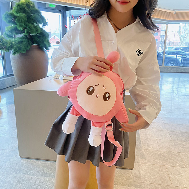 Spring large-capacity canvas bag, egg boy party, cartoon girl, cute and fresh handbag, versatile shoulder bag wholesale details Picture