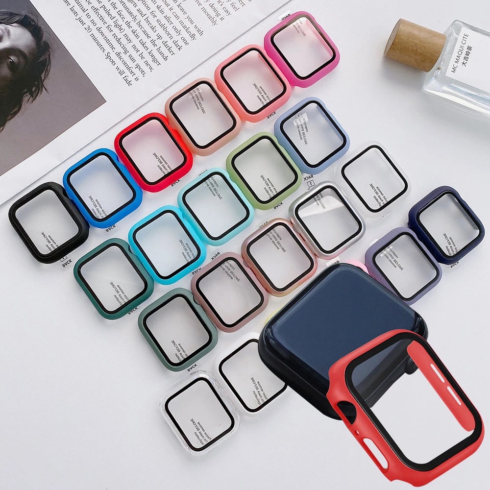 Anti-drop PC oil-sprayed tempered film integrated iWatch s8 protective case for Apple watch details Picture