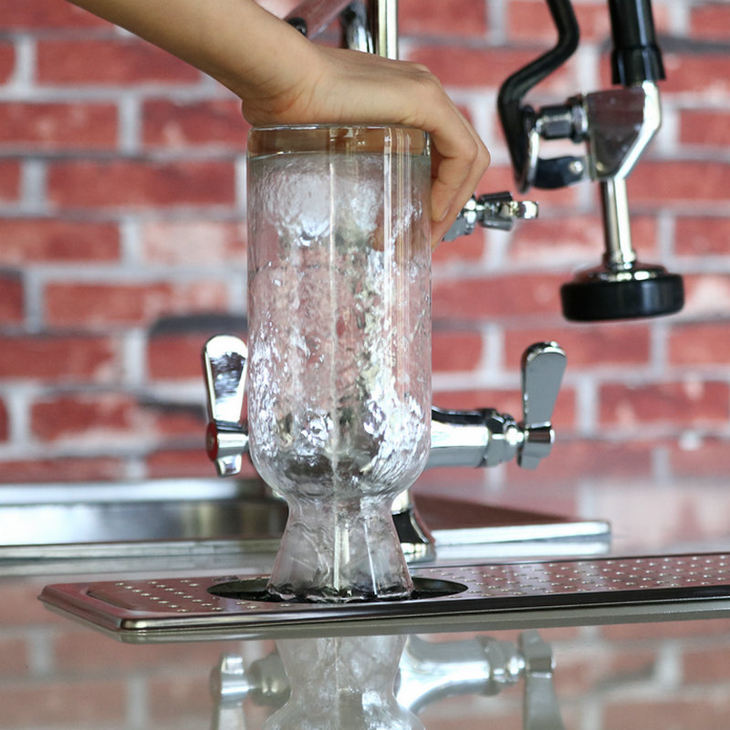 Hotel bar counter stainless steel automatic cup washer, coffee and milk tea shop no-clean rinsing tank high-pressure faucet details Picture