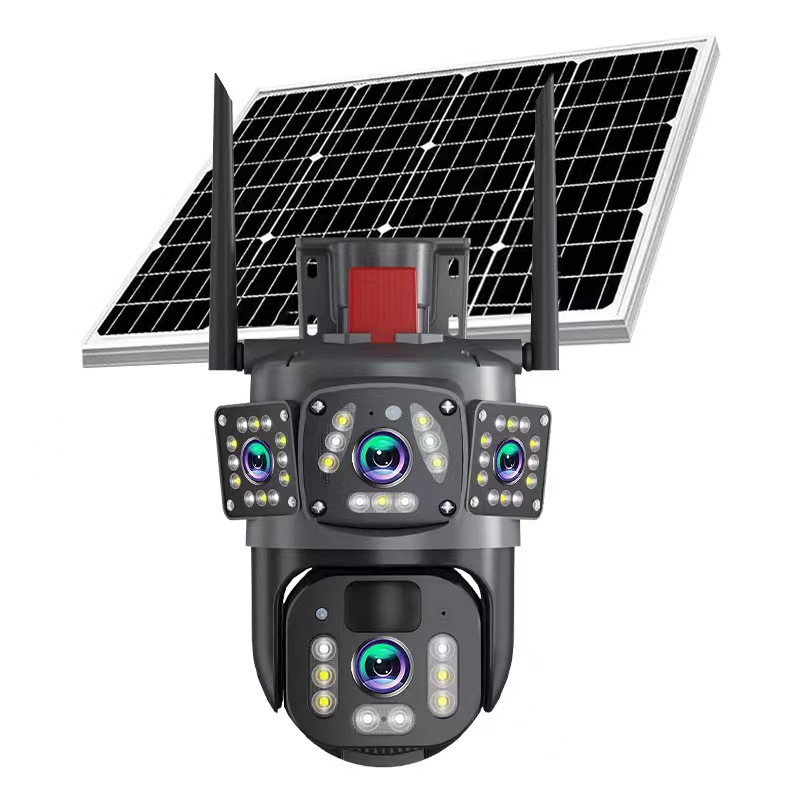 Three-screen solar-powered surveillance camera without electricity or network, high-definition camera for wild fish ponds and orchards Item Picture