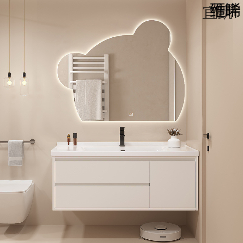 QP8 Smart internet-famous bear Mirror Bathroom cabinet combination bathroom ceramic washbasin Integrated cabinet Washbasin details Picture