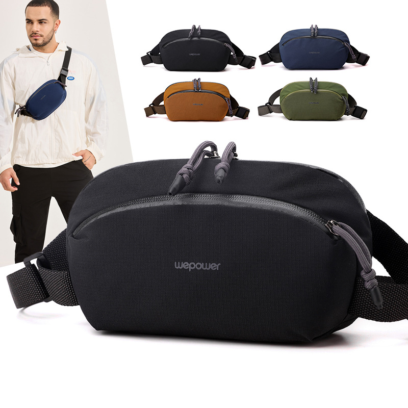 WEPOEWR's new men's chest bag, personalized sports crossbody bag, commuting single-shoulder crossbody bag, mobile phone waist bag full figure