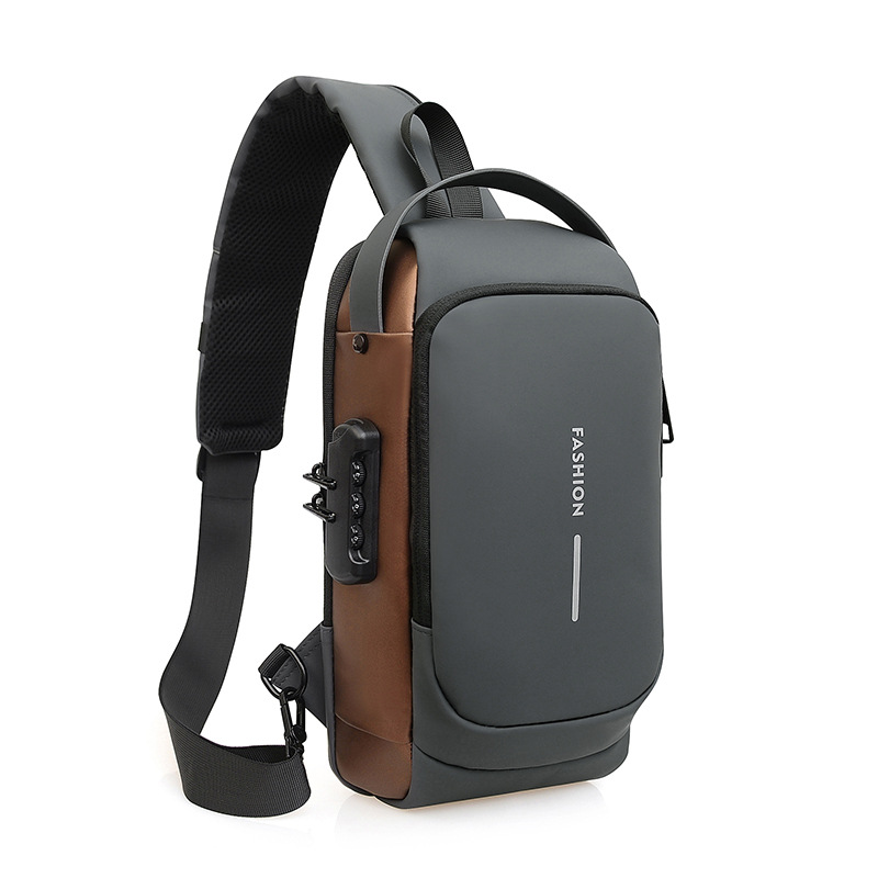 New trendy casual crossbody bag for men, business, sports, commuting, password lock, anti-theft coin purse, single-shoulder bag and chest bag Item Picture