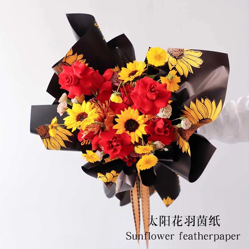 Sunflower English fresh flower wrapping paper printed English thickened Ouya paper flower shop bouquet packaging material Application Scenario