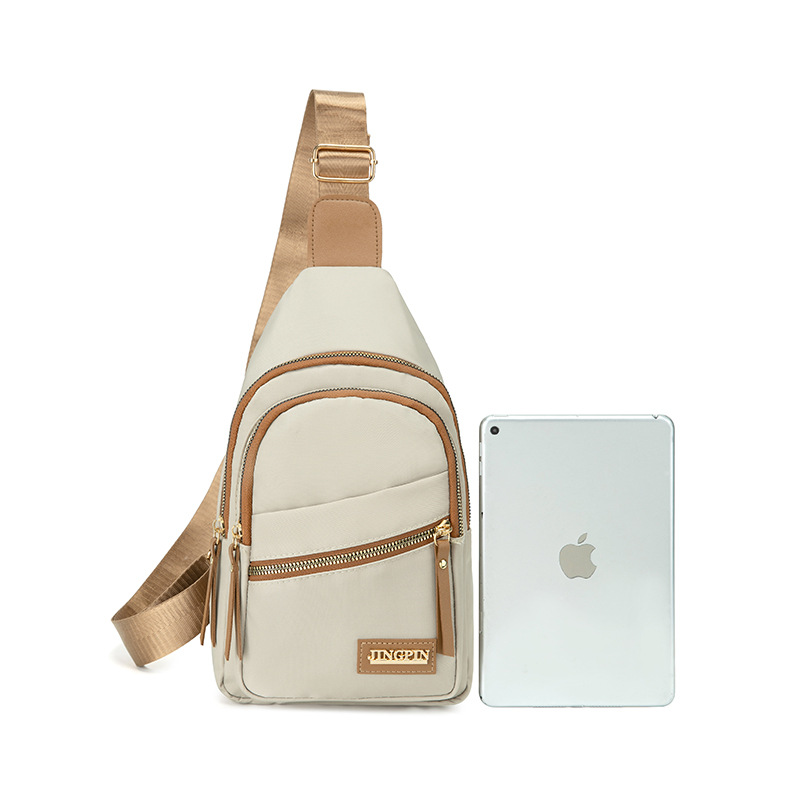 New trendy multi-layer chest bag for women, simple and lightweight nylon fabric single-shoulder bag, Korean-style casual travel crossbody bag Item Picture