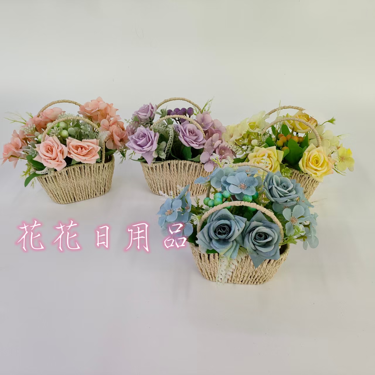 Artificial flowers, fake flowers, bonsai, woven pot corners, rose ornaments and decorative items full figure