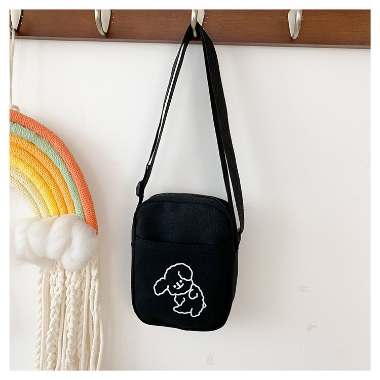 New Japanese-style Harajuku cute cartoon canvas bag, vintage girl crossbody bag, Korean Instagram soft girl small bag Specification drawing