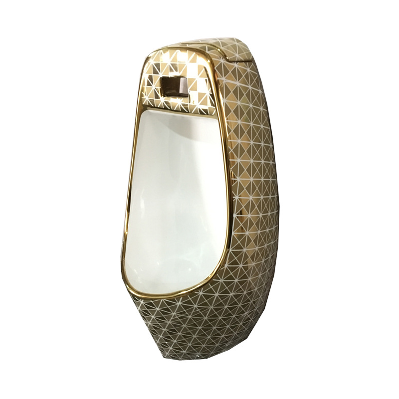 Gold-plated hanging urinal, floor urinal, men's sensor urinal project, ceramic KTV, gold urinal Item Picture