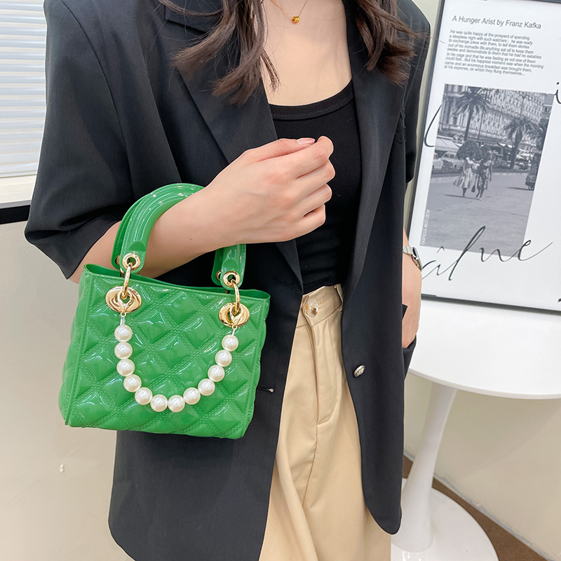2025 Summer New trendy jelly bag, high-end Princess bag, diamond-shaped mini bag, single-shoulder hand-carry, crossbody pvc bag Specification drawing