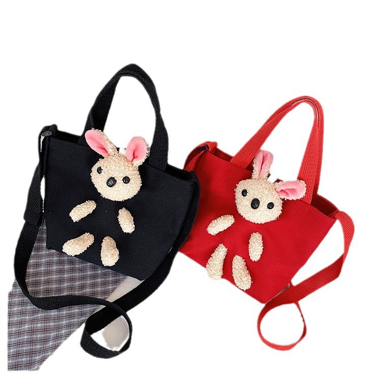 Korean children's bag, new Korean primary school canvas single-shoulder bag, Instagram cute rabbit crossbody bag, handbag Item Picture