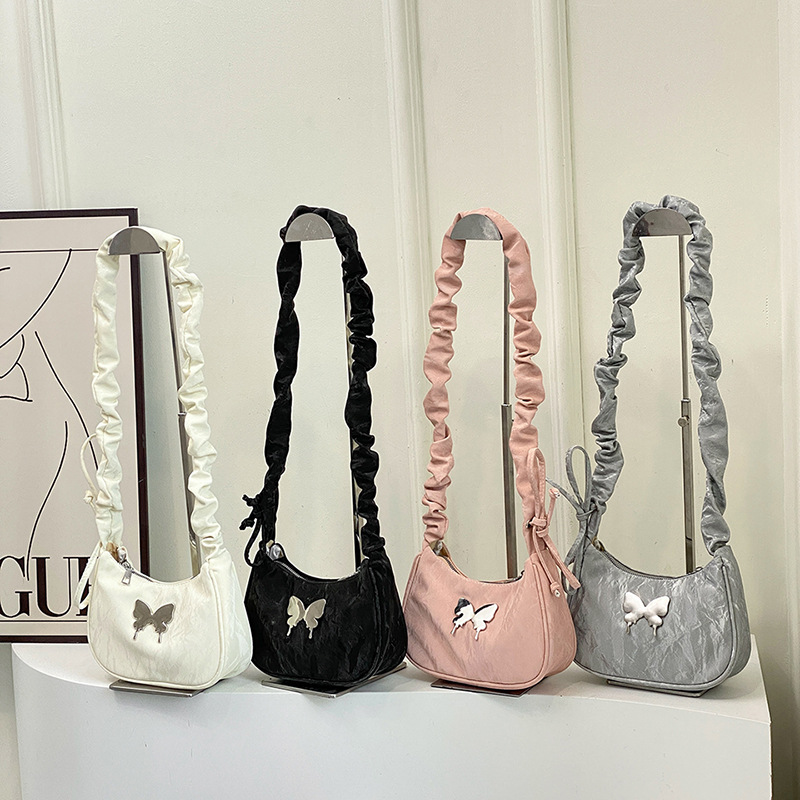 A niche design crossbody bag, a new summer casual drawstring bow single-shoulder bag, a versatile and casual single-shoulder underarm bag full figure