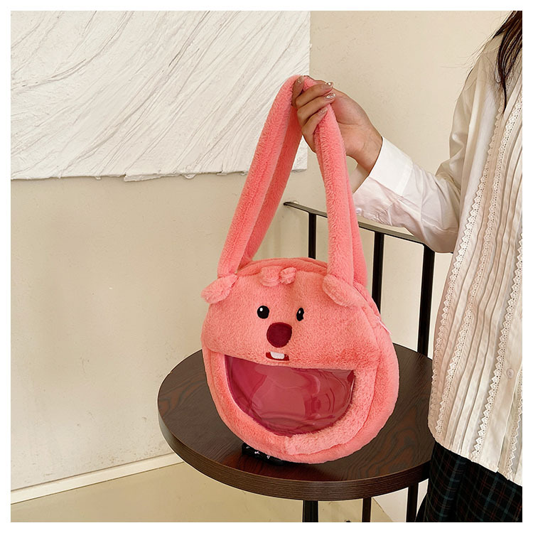 Round pain bag, cute little beaver Lu Bi single-shoulder bag, large-capacity girl jk storage bag, student zipper backpack details Picture