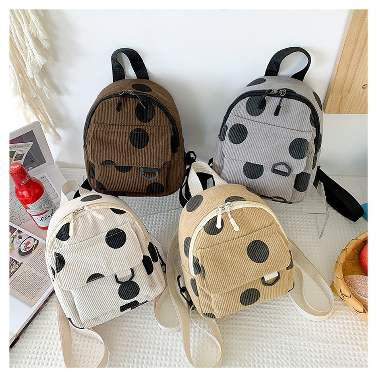 A new mini backpack with a corduroy forest style, a versatile Instagram commuting backpack and a casual backpack full figure