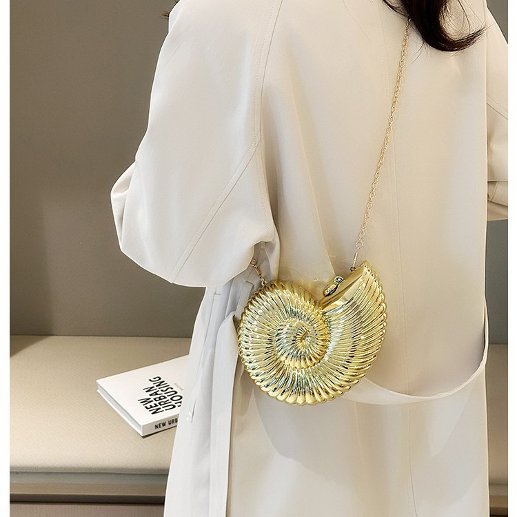 Cross-border 2025 New style Conch fashion evening bag, chain dinner bag, shiny acrylic bag, clutch bag Specification drawing