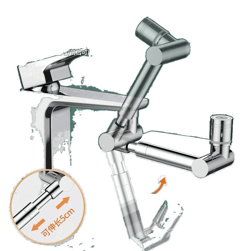 Washbasin mechanical arm, universal faucet, extendable and rotatable, pressure-increasing, splash-proof, kitchen washbasin, extended mouthwash and hair dispenser Item Picture