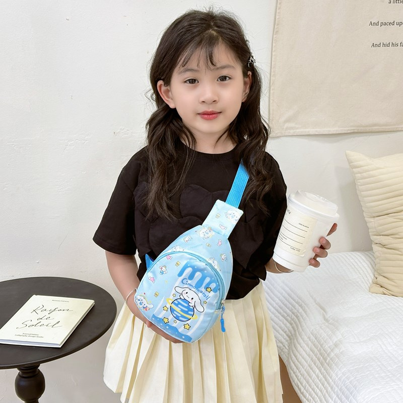 New cartoon-patterned chest bag for children, single-shoulder crossbody, fashionable mini backpack for kindergartens, trendy bags for boys and girls Specification drawing