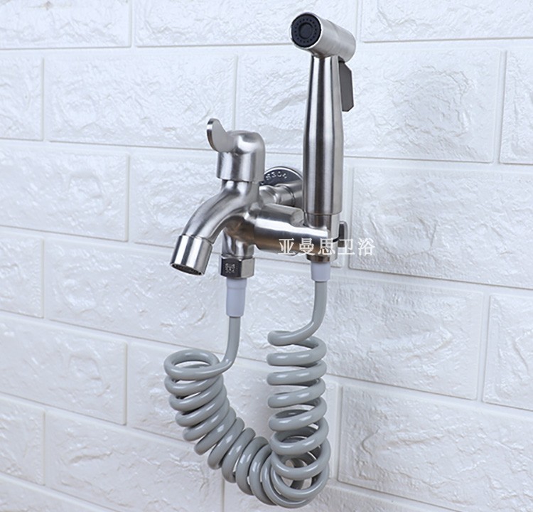 No drilling required 304 stainless steel toilet, women's washbasin, spray gun set, pressurized nozzle, bathroom bidet, toilet flushing device details Picture
