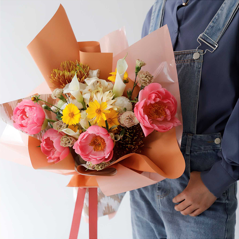 Meili Snow Mountain flower wrapping paper, striped wavy bouquet wrapping paper, diy handmade gift paper, flower shop Specification image