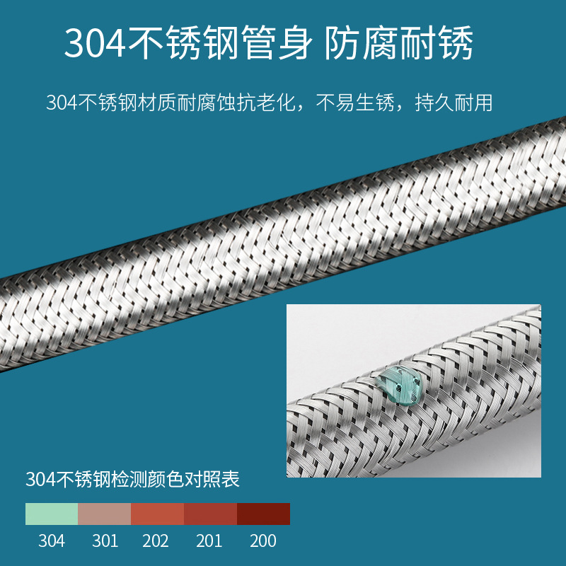 304 stainless steel high-pressure explosion-proof metal braided hose water heater, toilet, cold and hot faucet inlet and outlet pipes, 4 minutes Application Scenario