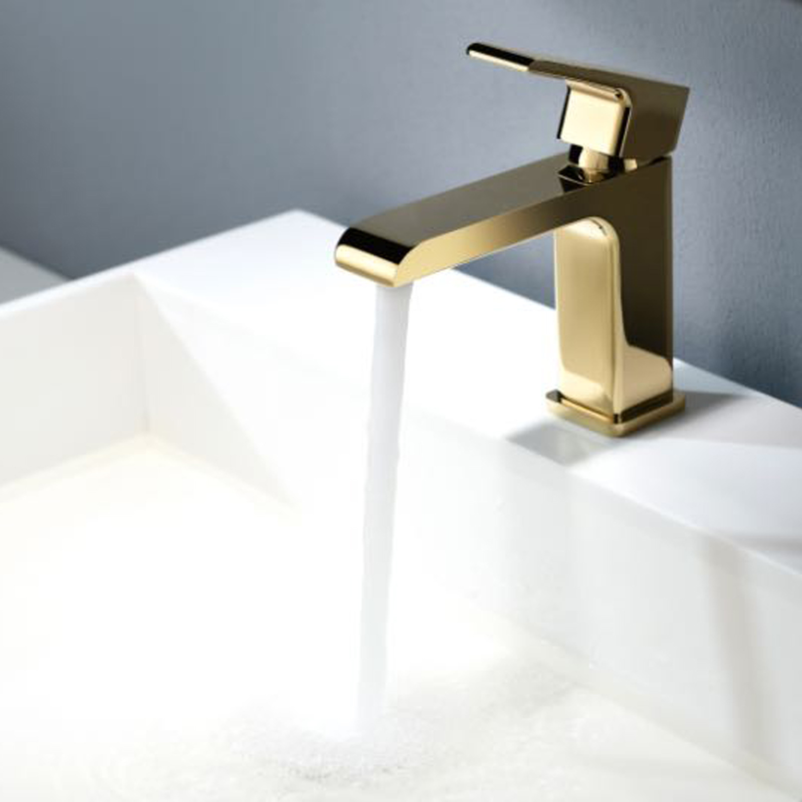 Bathroom wall-mounted square showerhead, cold and hot main showerhead set, built-in shower gun, grey washbasin faucet details Picture