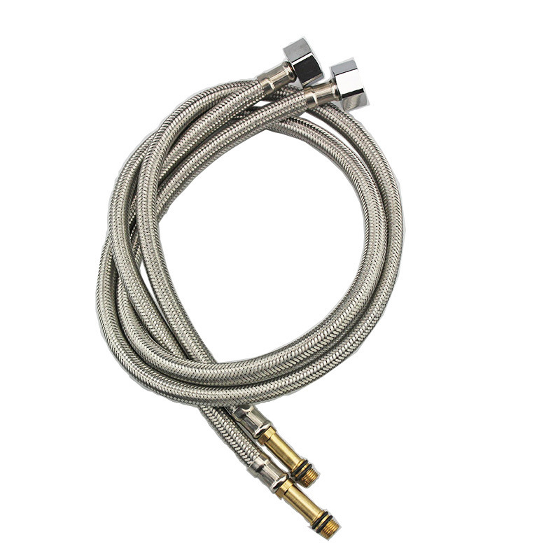 4-point 304 stainless steel braided pointed hose, metal explosion-proof single-head cold and hot water faucet inlet pipe factory wholesale Item Picture