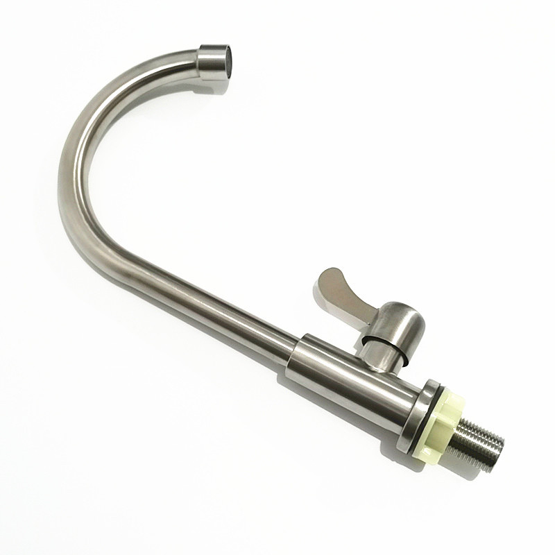 Stainless steel round vertical single-cooling kitchen faucet, copper core brushed stainless steel cold water sink faucet factory details Picture