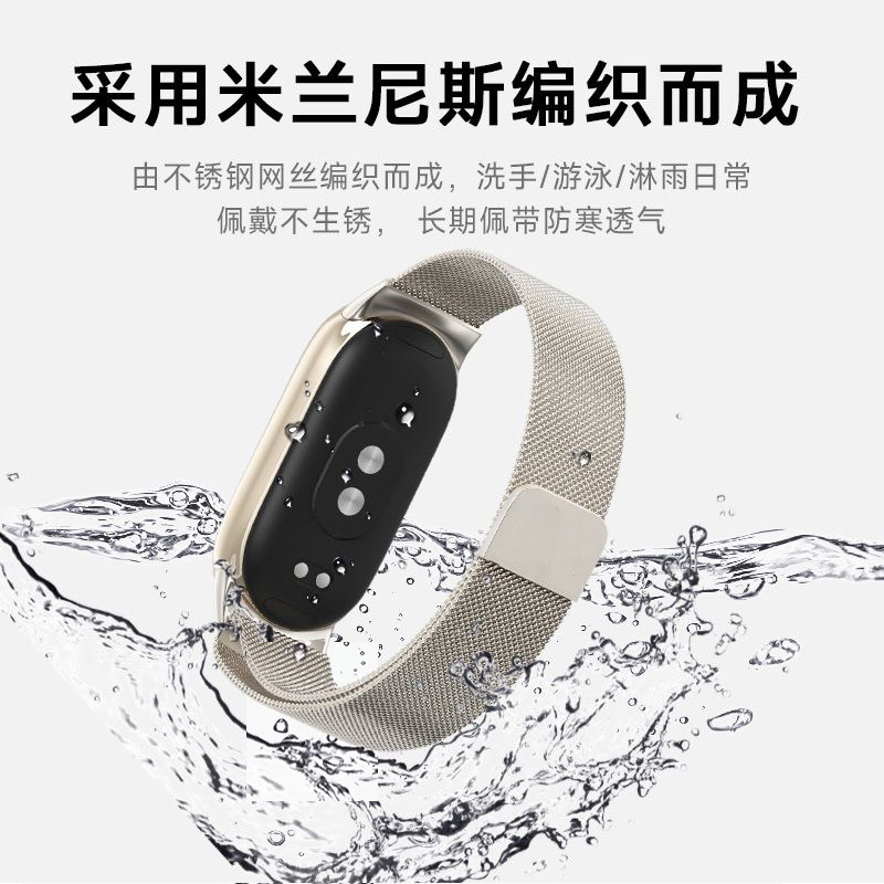 Suitable for Xiaomi Band 9, Shell 8, Milanese, high appearance level, breathable business digital quick-release magnetic watch Application Scenario