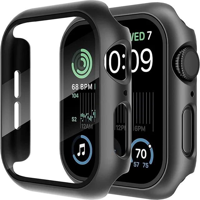 Anti-drop PC oil-sprayed tempered film integrated iWatch s8 protective case for Apple watch Item Picture