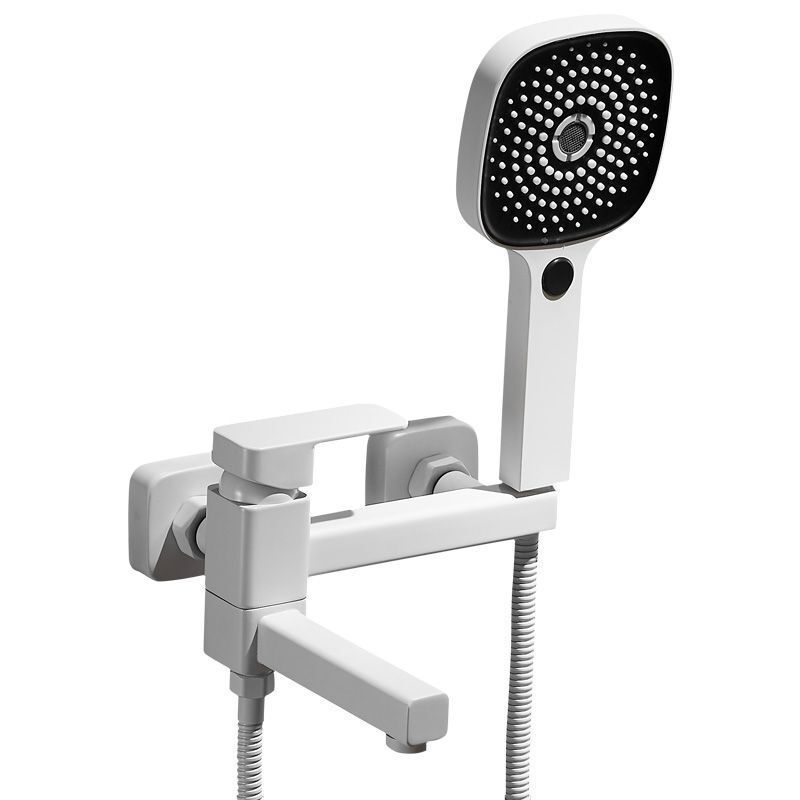 White bathtub faucet, simple shower head, all-copper mixing valve set, bathroom bath and shower pressurized nozzle Item Picture