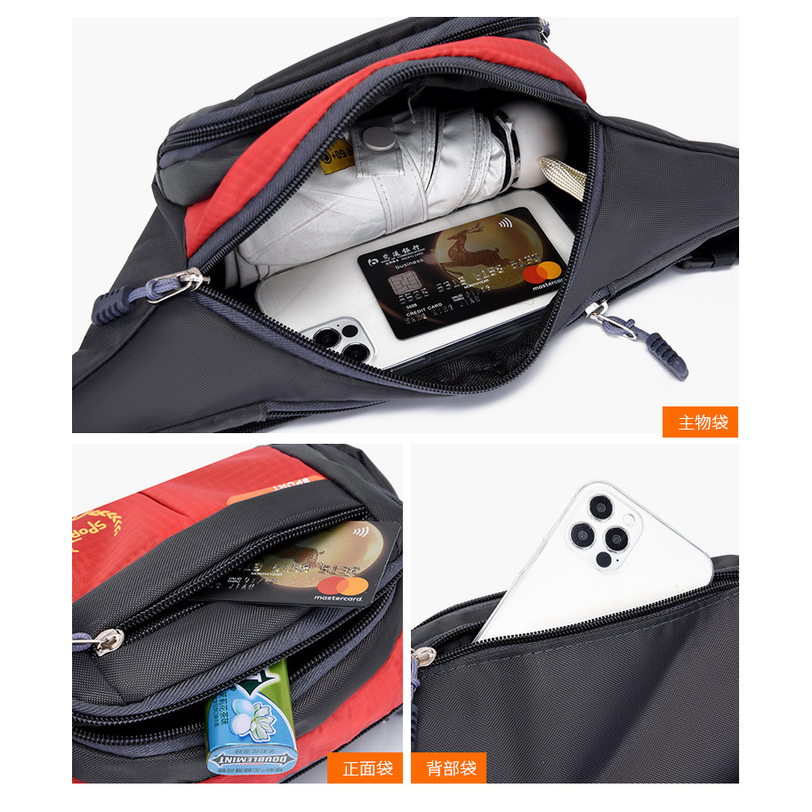 waist pack: Men's and women's business waterproof waist coin purse, single-shoulder crossbody fitness, running and cycling waist bag Specification drawing