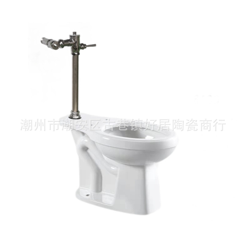 Disabled siphonic seat head split ceramic toilet with flush valve floor-standing single seat head export ship engineering Item Picture