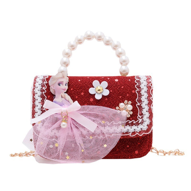 Children's New Year's bag: Stylish Little girl, cute girl crossbody bag, princess baby, red New Year greeting, fashionable and fragrant style Item Picture