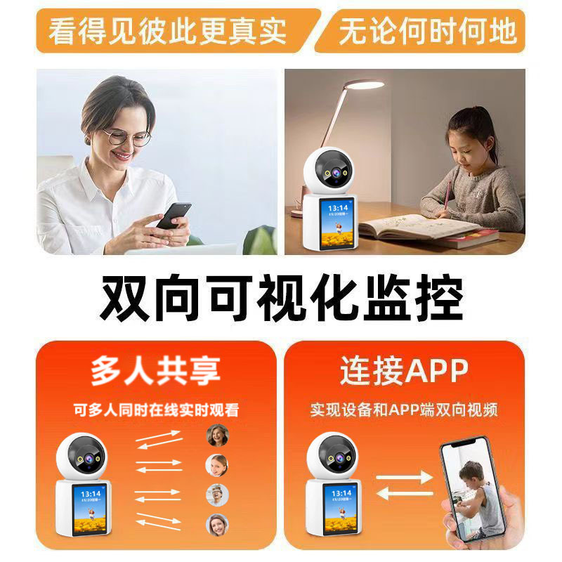 Intelligent two-way video call, AI surveillance camera, home WIFI video intercom, one-click call for the elderly and children Specification drawing