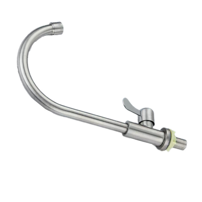 Stainless steel round vertical single-cooling kitchen faucet, copper core brushed stainless steel cold water sink faucet factory Application Scenario