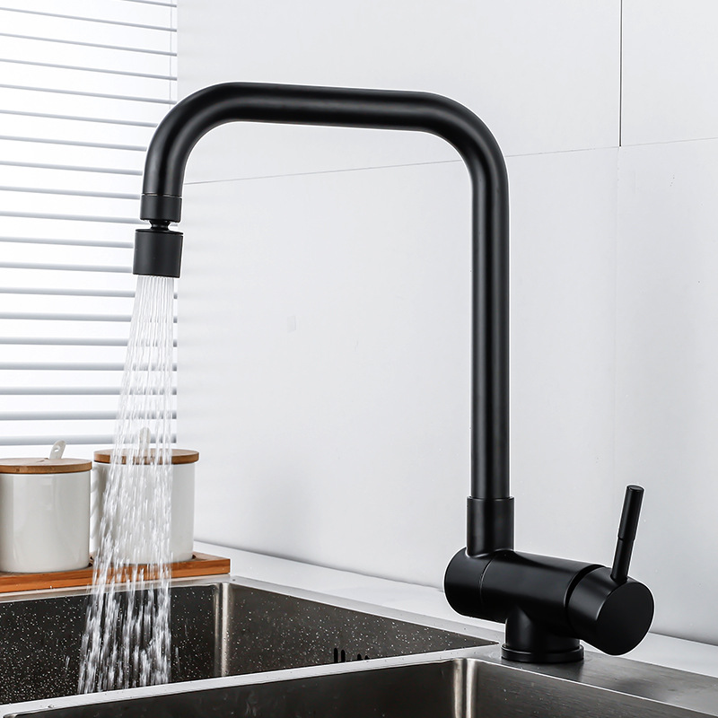 304 stainless steel kitchen sink, window-opening faucet, cold and hot rotating folding double-rotating sink mixing valve details Picture