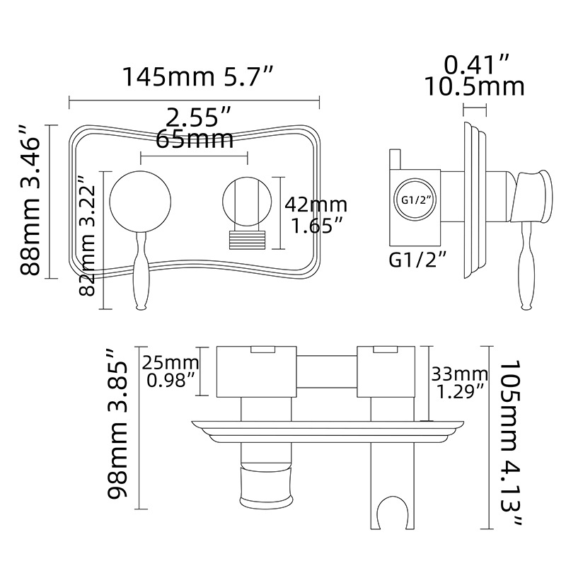 Copper antique wall-mounted cold and hot gynecological washbasin nozzle set, pressurized flushing nozzle, bathroom toilet cleaning spray gun Item Picture