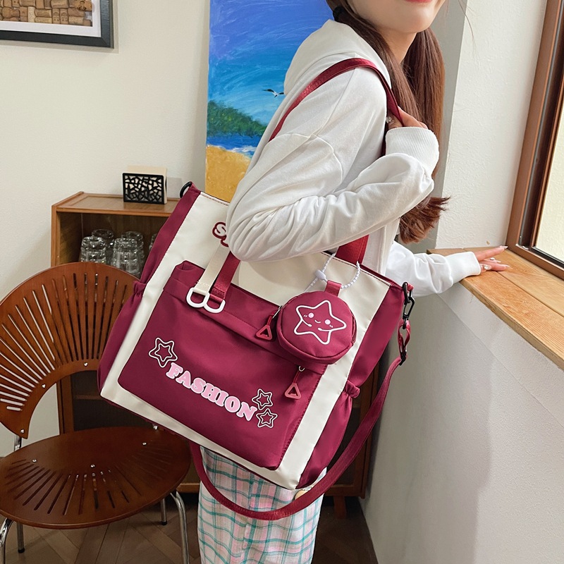 Student single-shoulder bag, Korean version color-blocked letter crossbody bag, hand-held tutorial bag for primary and secondary school students, hanging bag, student bag Application Scenario