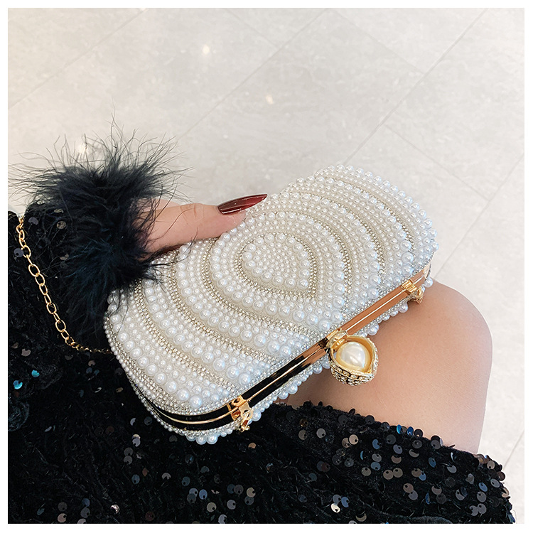New pearl bags for women, sweet ladies, pearl clutch bags, water drop pearl chain bags for socialites, party and dinner bags Item Picture