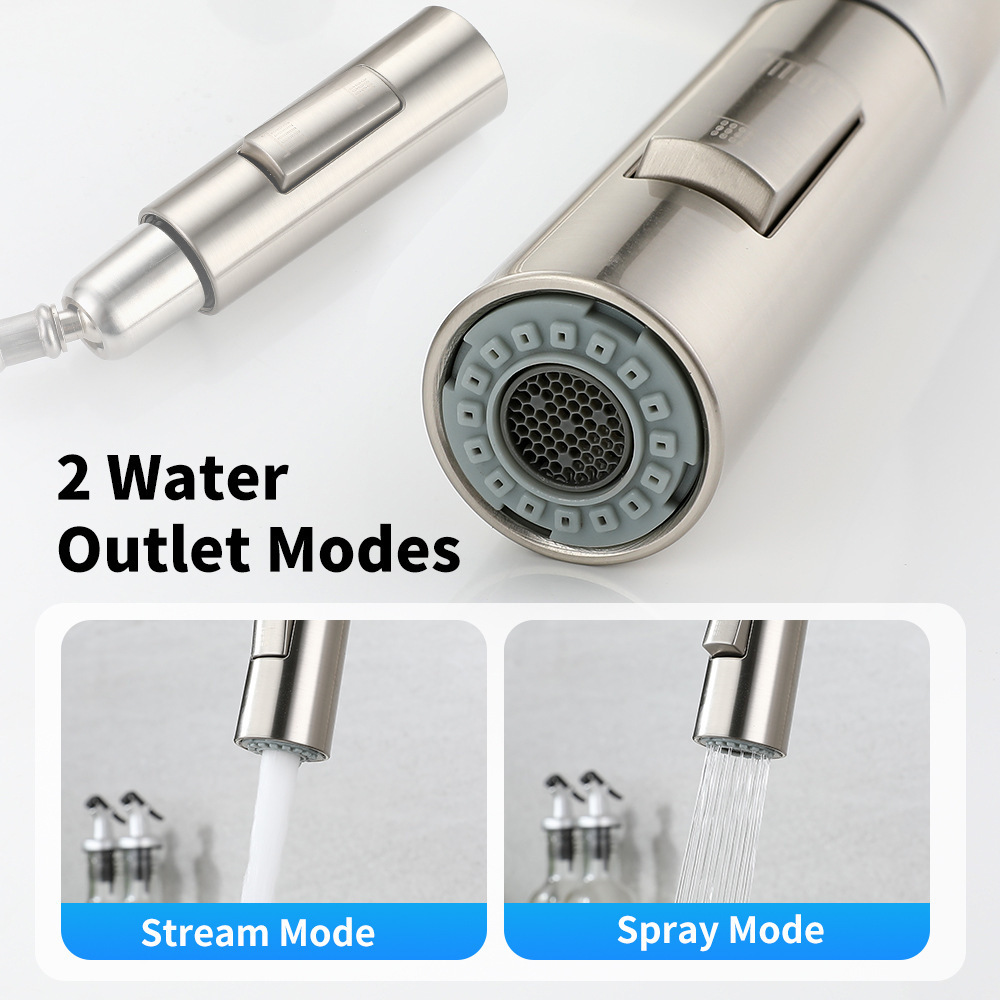 304 stainless steel kitchen sink faucet, household cold and hot multi-functional telescopic rotating pull-out faucet Application Scenario