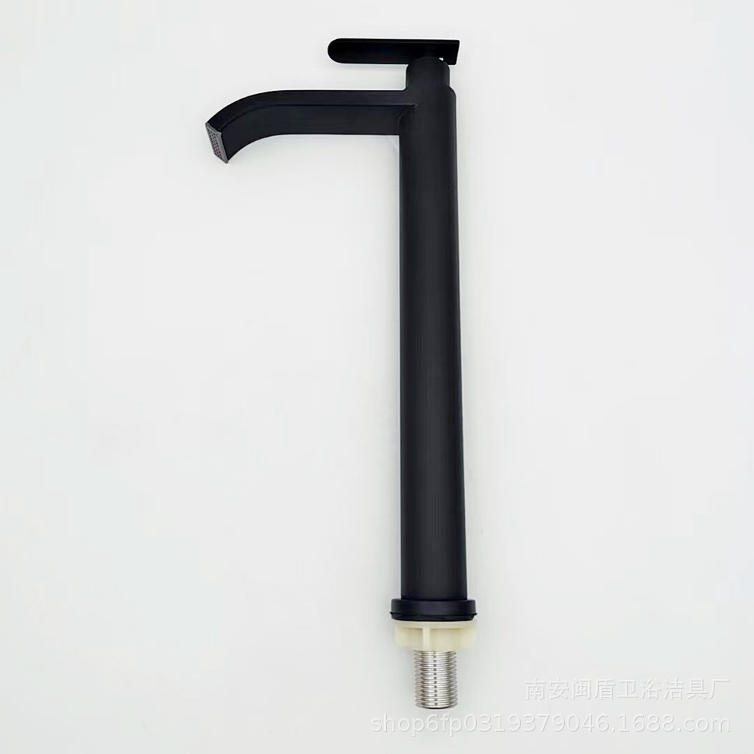 Electroplated stainless steel countertop basin single cooling faucet, black baked paint, high basin single cooling 30cm faucet Item Picture
